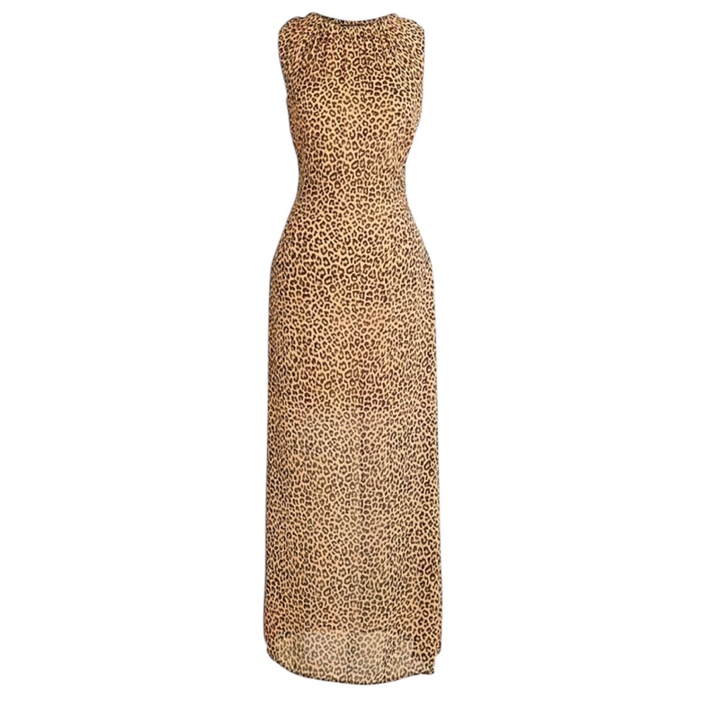 J. CREW NWT Gathered Sheath Maxi Dress in Leopard Chiffon Size 4 - Picture 15 of 15